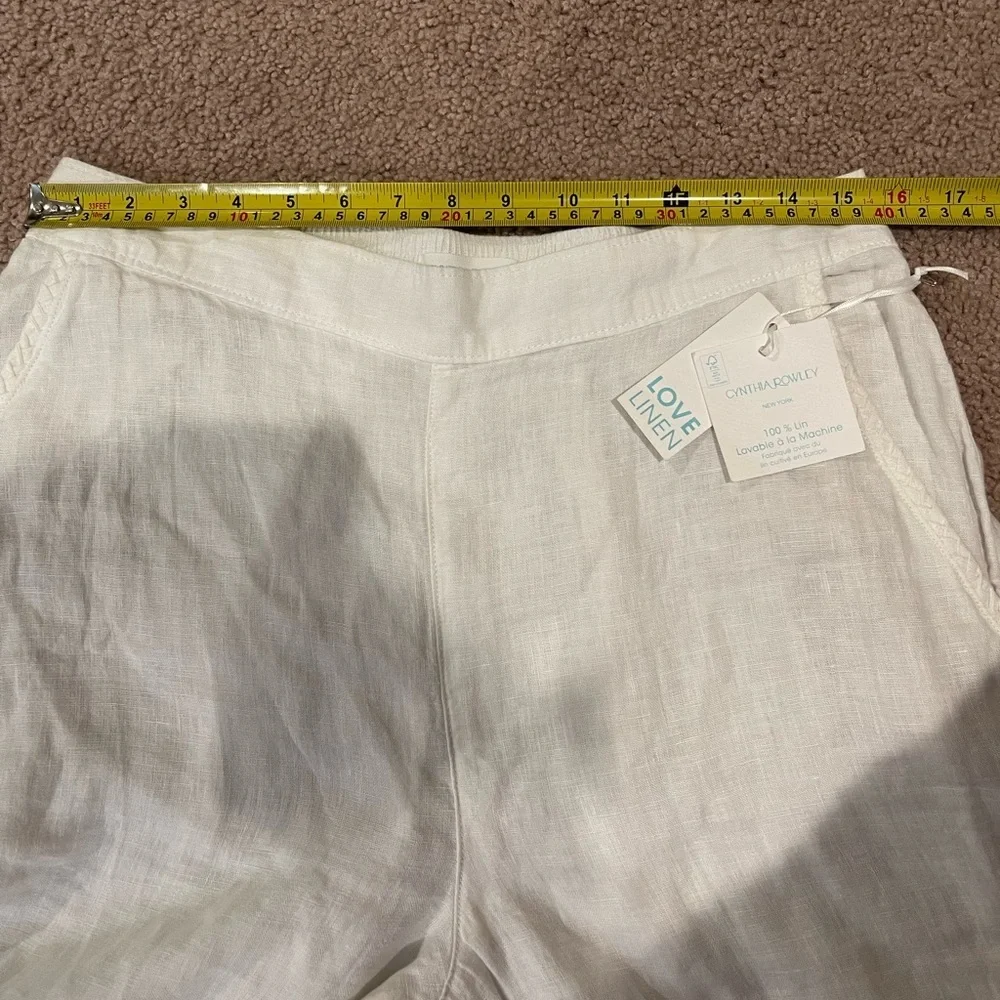 CYNTHIA ROWLEY White Linen Flare Wide-leg Pants - Picture 5 of 10